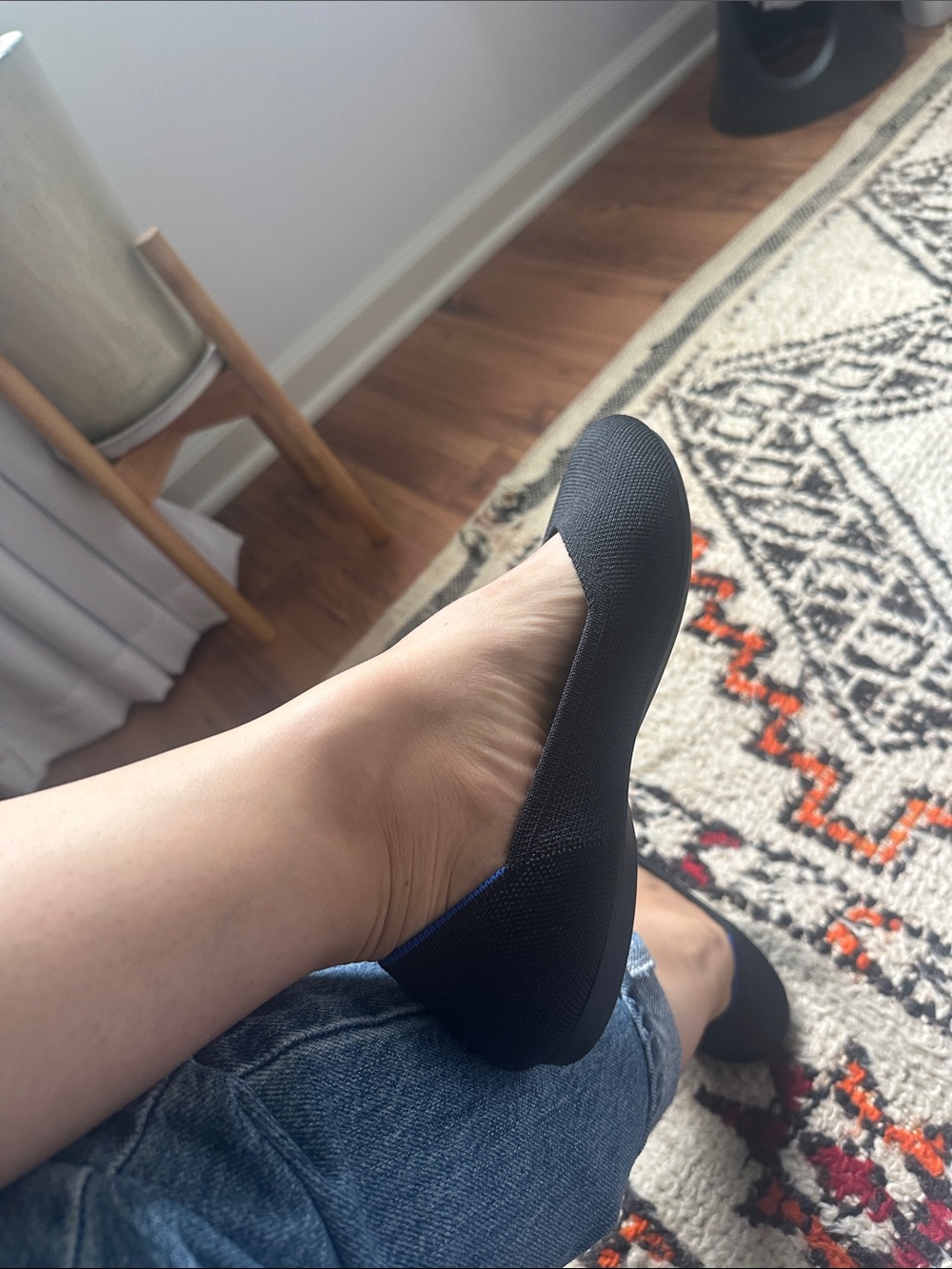 Rothy's Black Ballet Flats with Blue Accent Trim - Picture 5 of 5